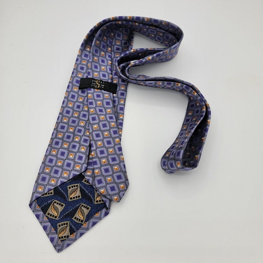 Mens Necktie Robert Talbott Silk Blue purple suit Size 59 By 4 Inches Vintage - Picture 3 of 7